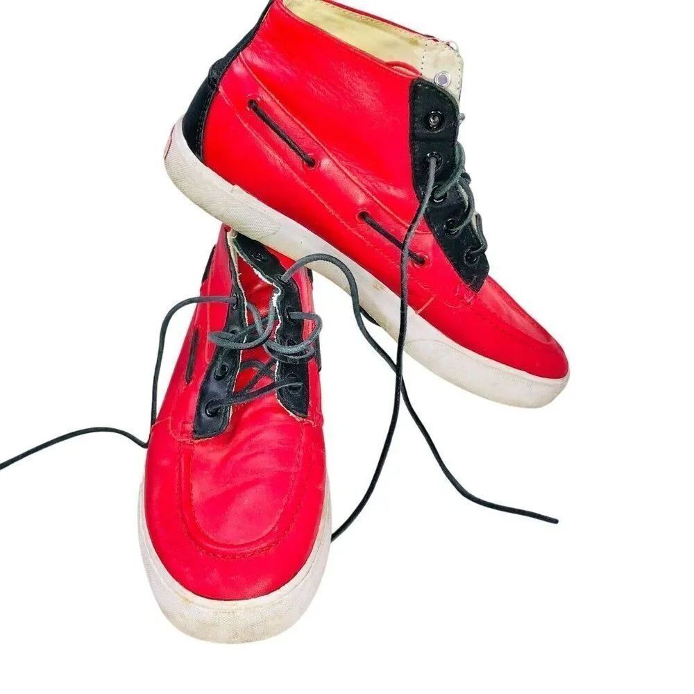 Polo Ralph Lauren Mens 8 Shoes Red Navy Blue Sander Chukka Leather Casual